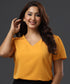 Shoulder Detailed Mustard Chiffon Top