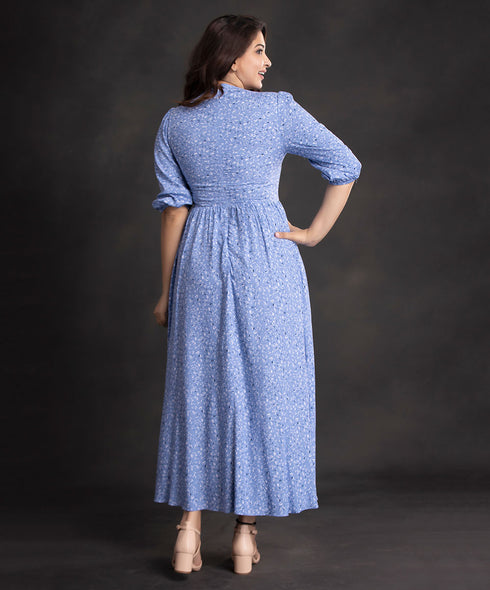 Steel Blue Micro Printed Maxi