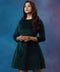 Mini Skater Velvet Green Dress