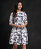 Blue Floral Scoop Neck Printed Dress
