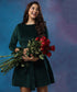 Mini Skater Velvet Green Dress