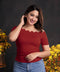 Scalloped Top Ponte - Red