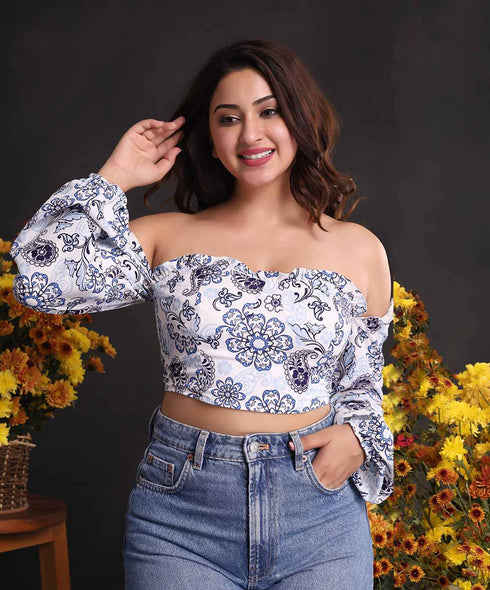 Long Sleeve Bra Cut Crop Top