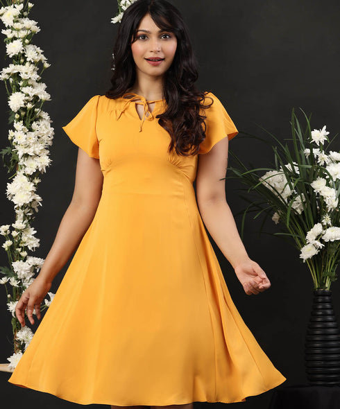 Keyhole Bow Front Vintage Collared Dress