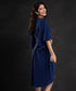 Navy Blue Chiffon Draped Dress