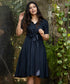 Blue Mock Buttoned Linen Dress