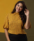 Floral Mock Neck Printed Mustard Top
