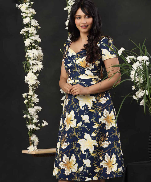 Sweet Heart Printed Short Sleeve Dress