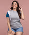 Grey Blue White Side Color Panel Tshirt