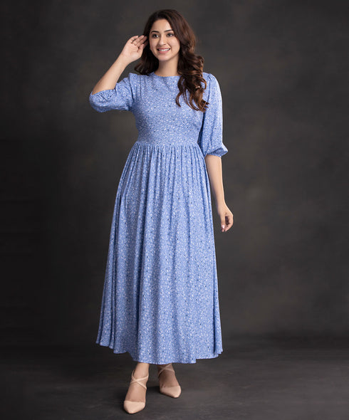 Steel Blue Micro Printed Maxi