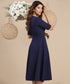 Elegant Swing Waistline Statement Navy Dress