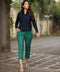 Pencil Cut Linen Casual Green Pant