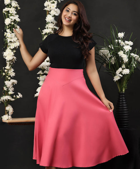 Huge Waist Band Printed Skirt