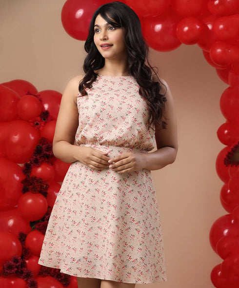 Sleeveless Printed Skater Dress