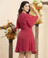 Maroon Vneck Solid Gatsby Dress