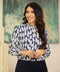 Long Sleeve Printed Formal Chiffon Top
