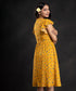 Mustard Printed Floral Sleeve Frilled Dress
