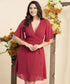 Maroon Vneck Solid Gatsby Dress