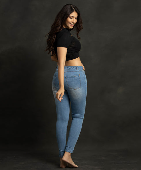 Mid Panel Light Washed Detailed Jean