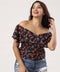 Off-Shoulder Frilled Printed Casual Top