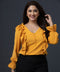 Mustard Front Frilled Long Sleeve Top
