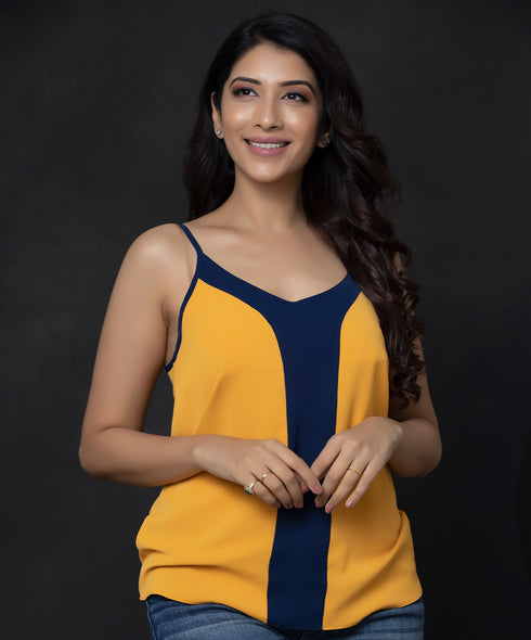 Navy & Mustard Two-Tone Cami Top