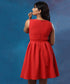 Front Open Pleated Red Dress