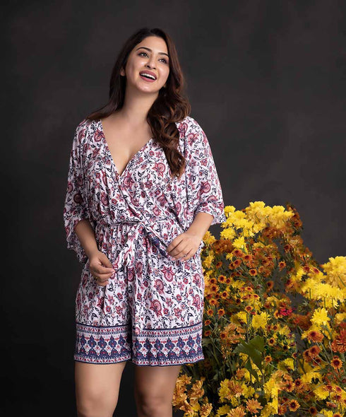 Kimono Self Tie At Waist Romper