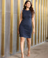 Sleeve And Waistless Bodycon Navy Dress
