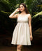 Beige Mini Empire Line Linen Dress