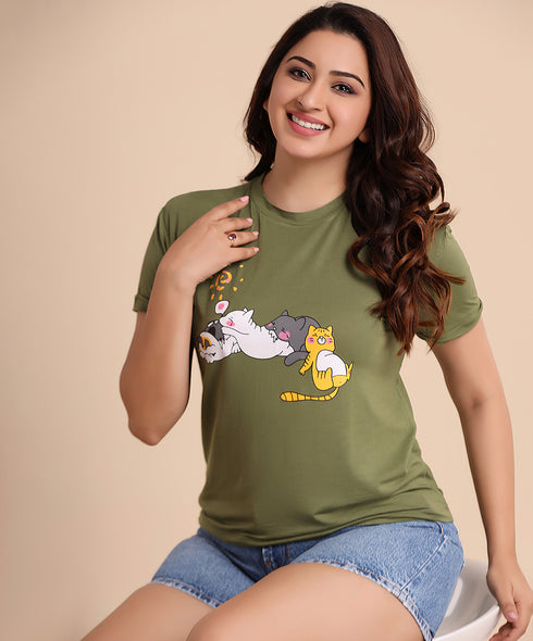 Green Sleeping Kittens Tshirt