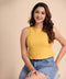 Mustard Rib Peplum Crop Top