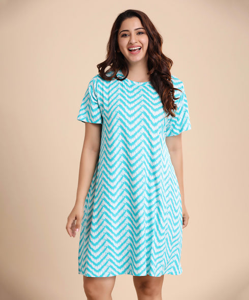 Mint Wave Oversized Tshirt Dress