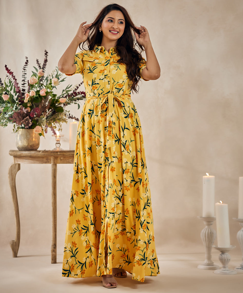 Floral Yellow Maxi Dress – Zigzag