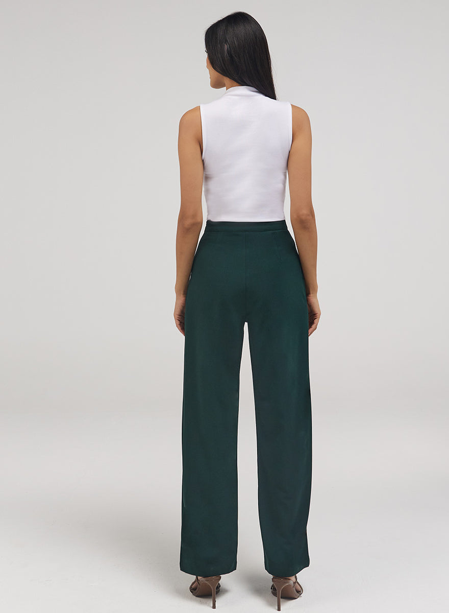 Dusky Green Indigo Flared  Pants main image 1