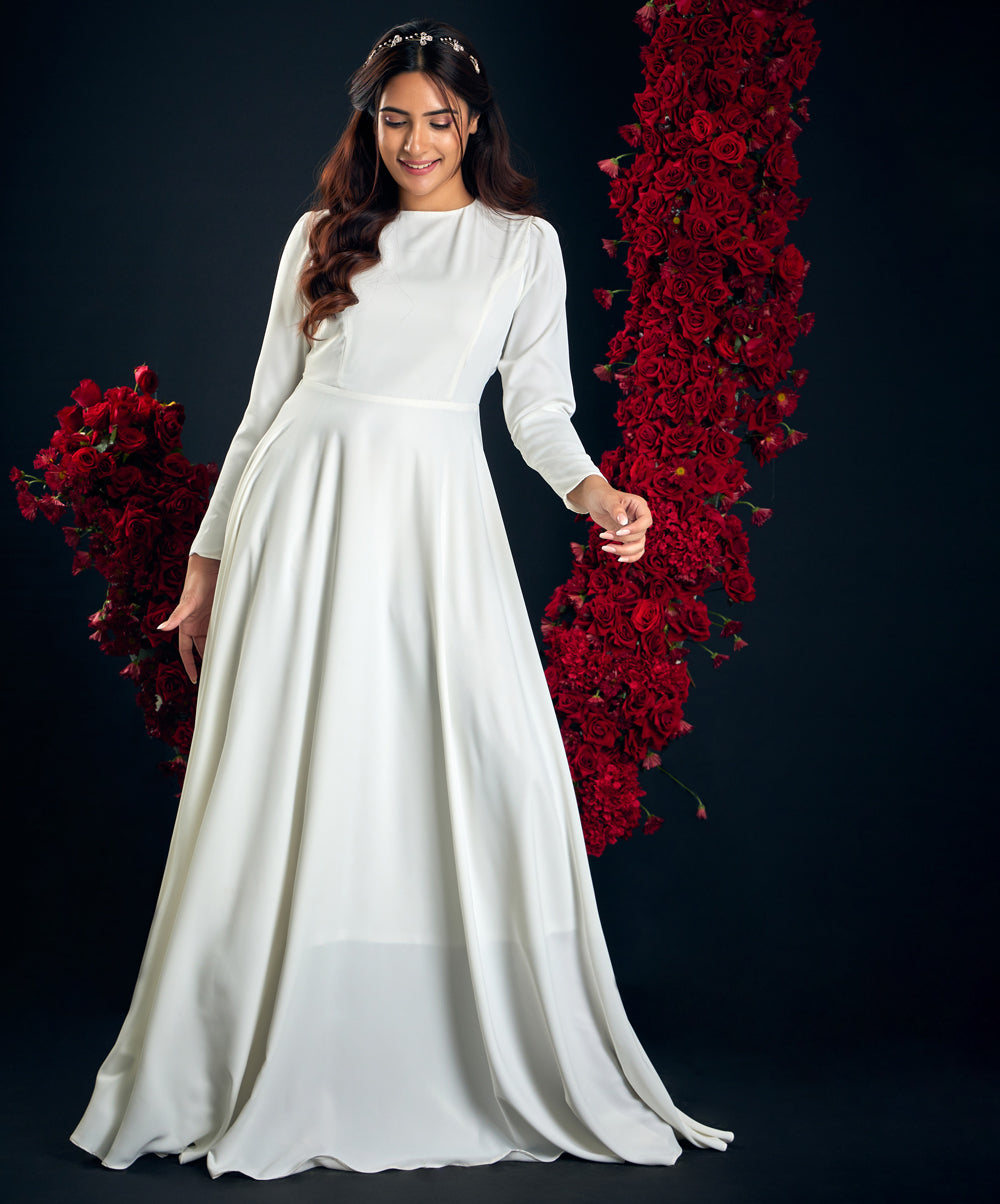 Long Sleeve Modest Chiffon Maxi Dress – Zigzag