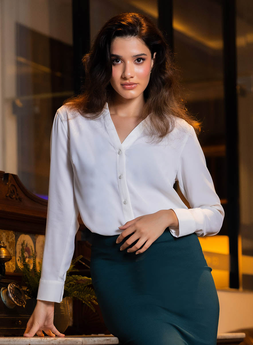 White Formal Shirt And Skirt Office Dress Office Skirt And Blouse