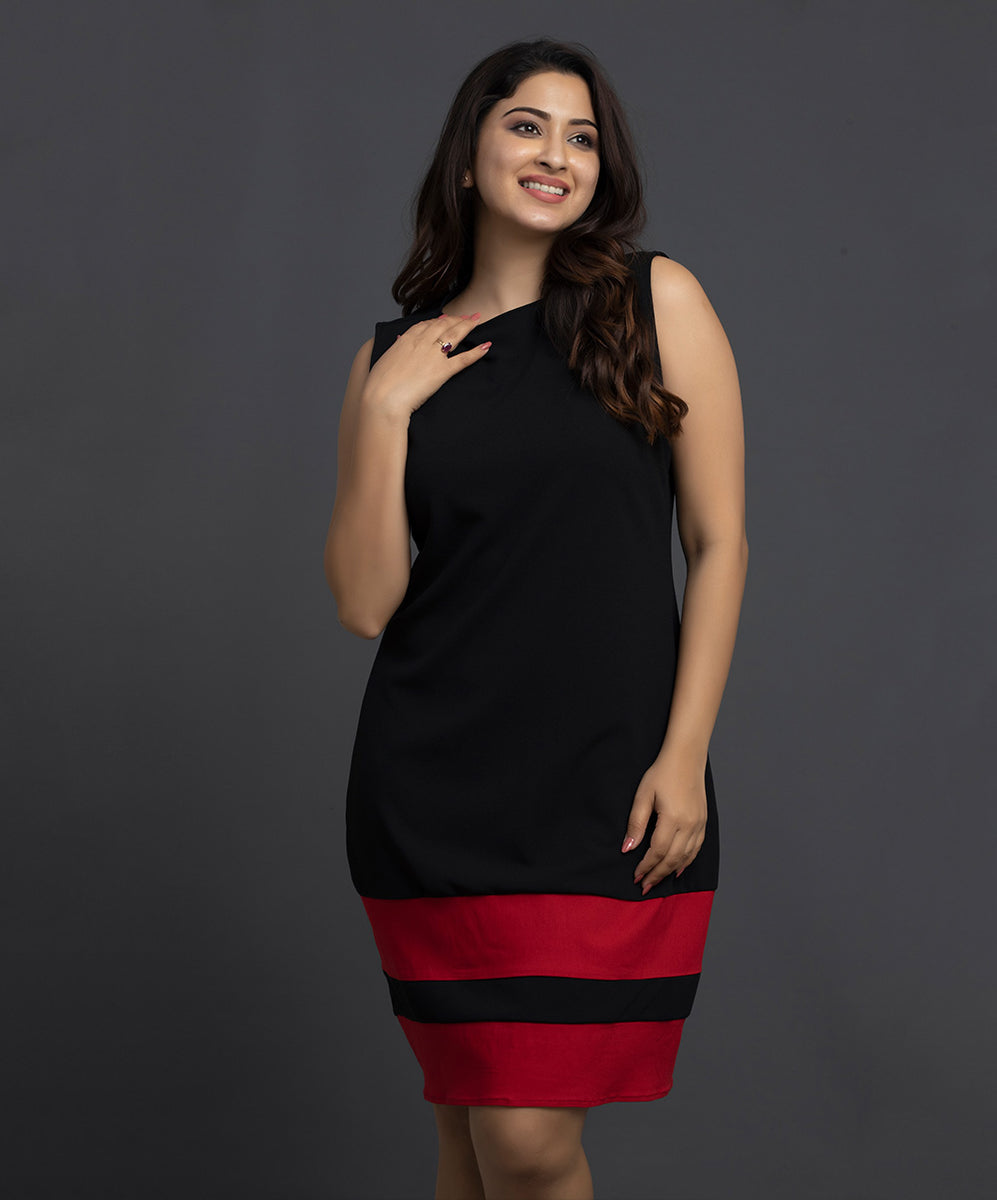 Two Tone Border Aline Dress – Zigzag