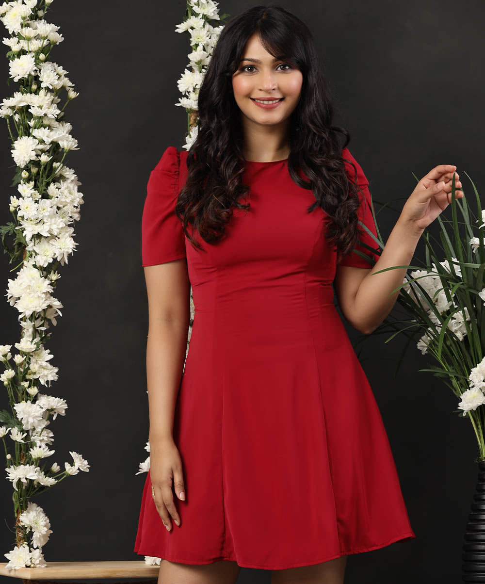 Short Chiffon Red Dress – Zigzag - Main Image